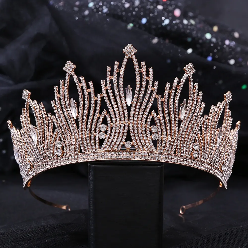 Moda luxuosa nupcial coroas casamento cabelo Tiaras luxo simples beleza concurso coroas completa diamante coroa