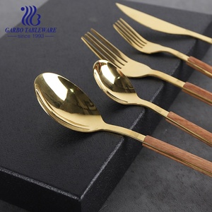 China Factory 4-pcs Matte SIlver <strong>Flatware</strong> with ABS Wooden Printing Handle Royal Table <strong>Flatware</strong> Stainless Steel Cutlery Set - Product Image 2