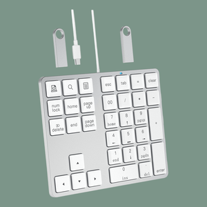 Teclado numérico pequeño de oficina, teclado gris, teclado financiero ABS, 34 teclas, teclado numérico con cable USB portátil con concentradores