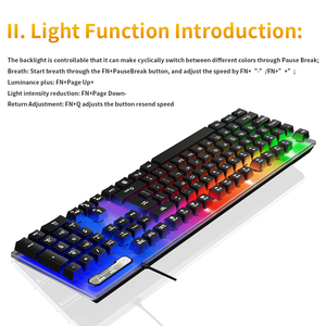 V4PCカラフルなLEDライトRGB有線USBゲーミングキーボードとマウスセットPC用コンボ - Product Image 2