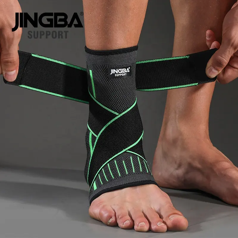 JINGBA Manufacturer No MOQ Elastic Nylon Ankle Support Compression Knitted Ankle Sleeve with Strap Ankle Guard Socks