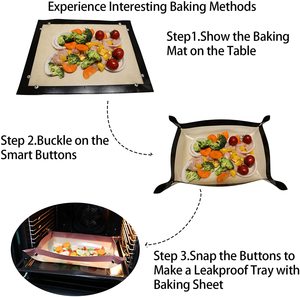 16.5&quot; X 11.6&quot; <strong>No</strong> Leak Silicone Pad Corners Clip up Equipped with Buttons <strong>Baking</strong> Mat, Food Mat, Oven <strong>Baking</strong> Pan <strong>Easy</strong> to Clean - Product Image 3