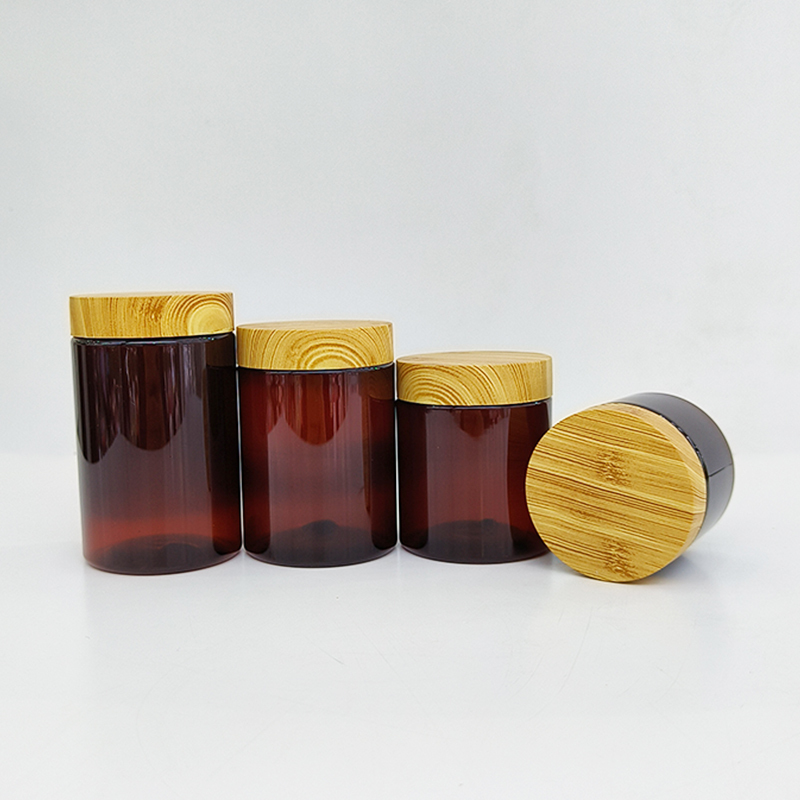 Ambre avec le couvercle en plastique de forme en bambou