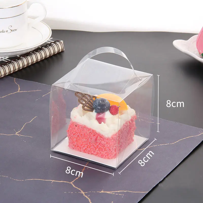 Оптовая продажа, прозрачная пластиковая мини-коробка для кексов с ручкой