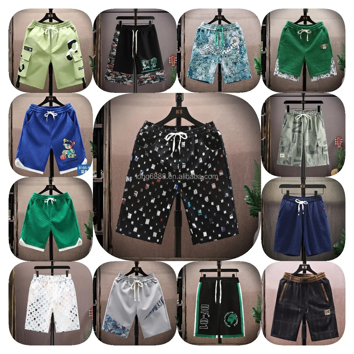Men's cargo shorts Jogging shorts Work slacks Men's multi-pocket button baggy wide-legged summer shorts