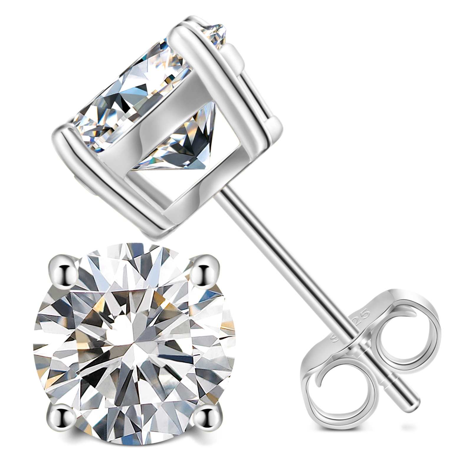 7,0 mm 1,2 ct/orecchio - Oro bianco