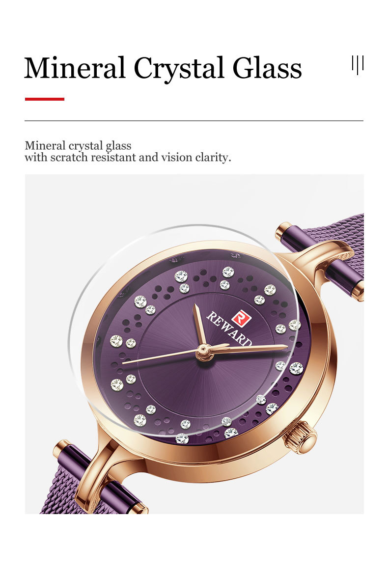 REWARD Watches Womens Fashion Luxury Diamond ladies Wristwatch Waterproof Casual Quartz Dress Watch Relogio Feminino
