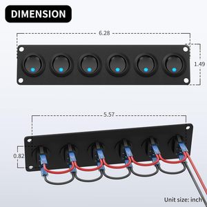 6ギャングスイッチパネル12Vロッカートグルスイッチパネル3ピン12 VDC 20ASPSTオンオフスイッチ (マリンボートカージープUTVトラックRV用) - Product Image 6