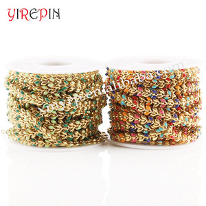 Kolye ve bilezik yapma emaye zincir paslanmaz çelik altın kaplama emaye yaprak link zinciri - Product Image 6