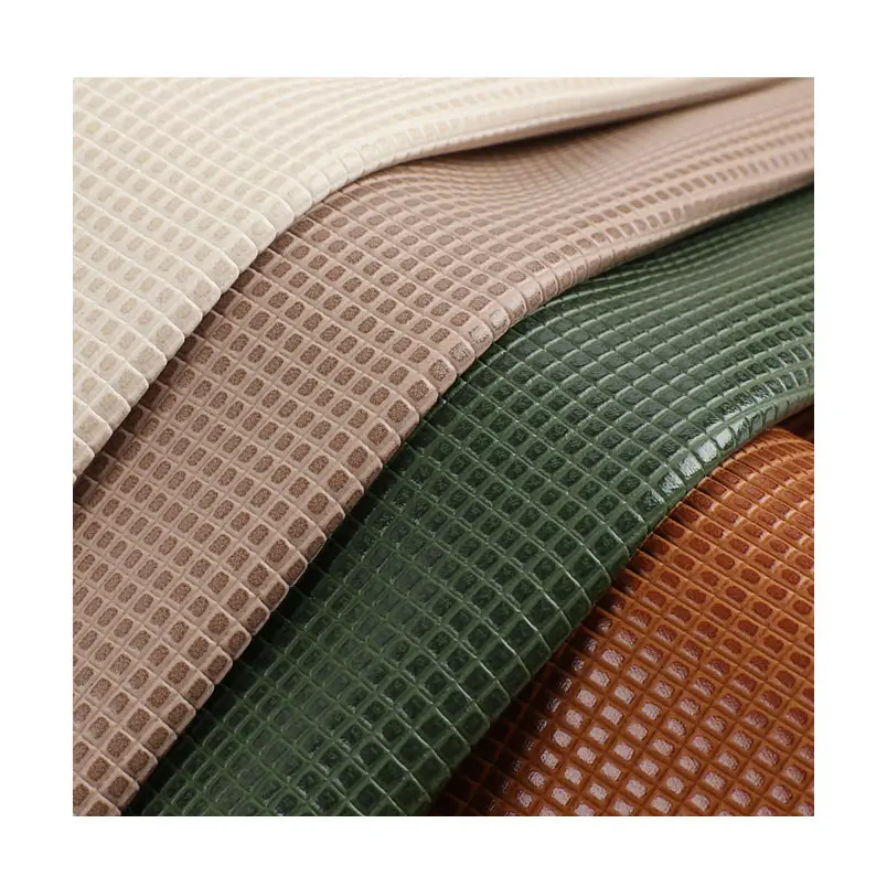 Étanche dimensionnel 1.2mm gaufrage texturé tricoté support Rexine PU Faux cuir synthétique pour la fabrication de sacs ceintures à bagages