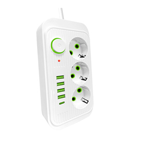 Enchufes y enchufes Cable Tira de alimentación eléctrica con USB y tipo C Cable de extensión de salida de enchufe múltiple Enchufe múltiple con interruptor - Product Image 3