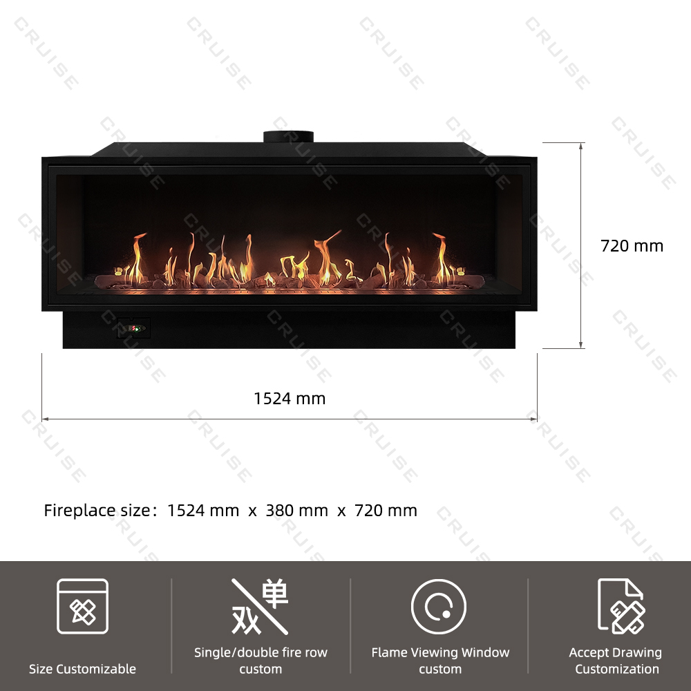 Black L1524-H720-D380mm 60inch