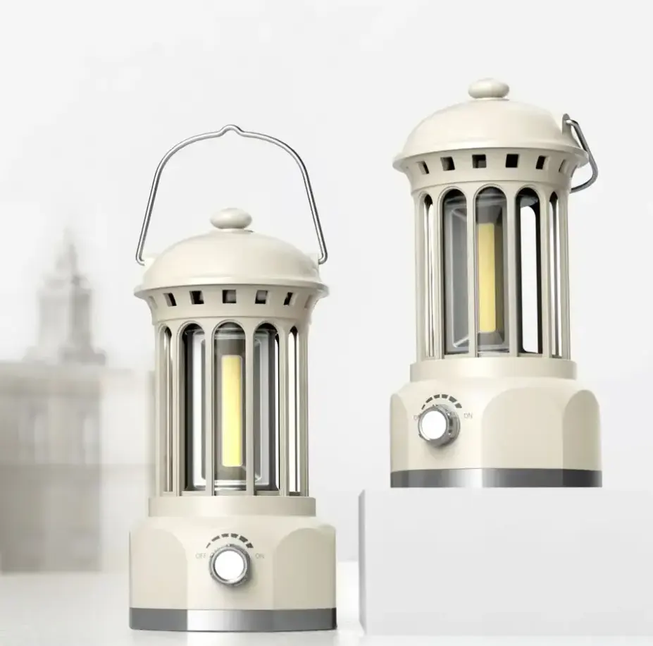 Nouvelle atmosphère de lumière de camping suspendue en plein air rétro COB éclairage lumières de tente portables