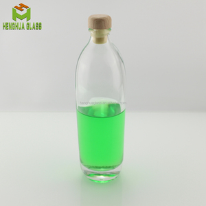 卸売りスーパーフリント11オンス16オンス330ml 500mlフロストクリア厚底ガラスジュース酒瓶ウイスキーコルク付きガラス瓶