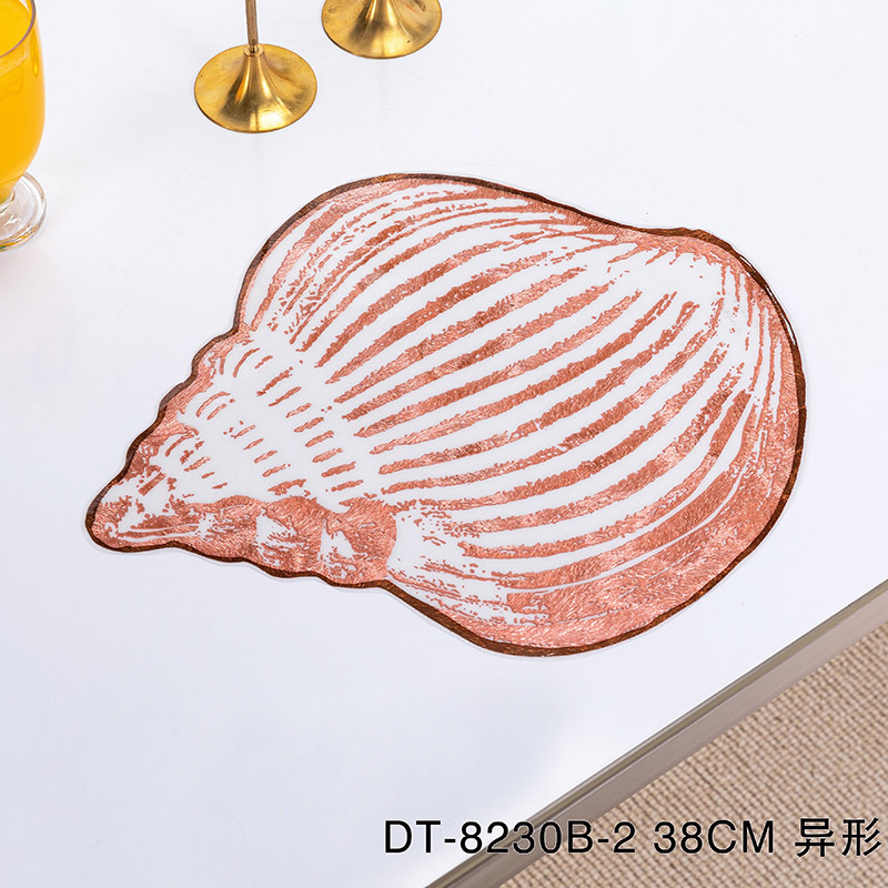 Sea Shell Shape Irregular Cute Gold Dinning PVC Plastic Placemats