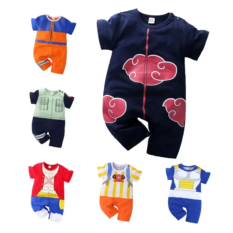 Tuta per neonato abbigliamento Anime Cosplay estate neonato vestiti per neonati lavorati a maglia Akatsuki One Piece Luffy Goku costumi per bambini