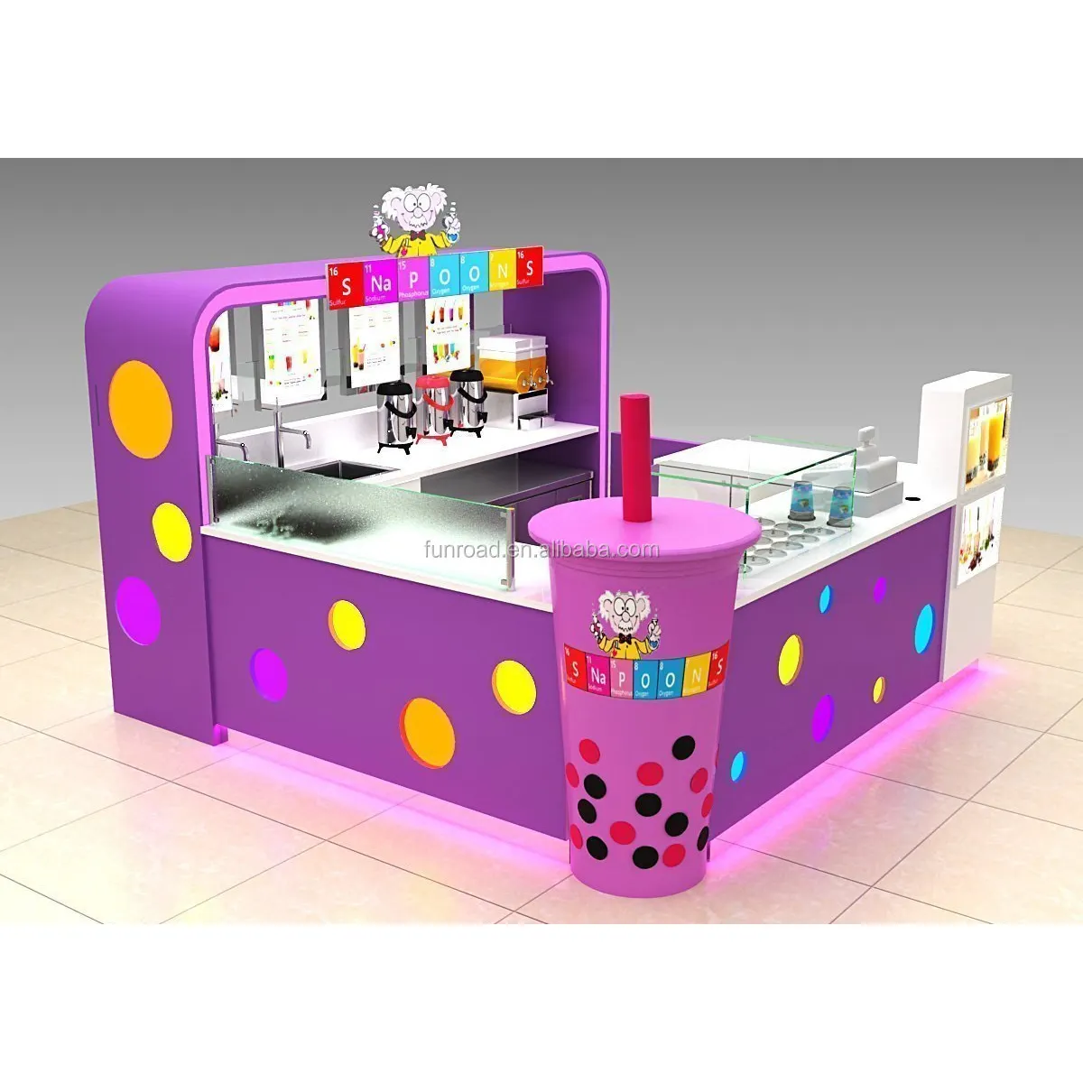 Kiosque de thé à bulles personnalisé, crème glacée et Bar sucré Design centre commercial kiosque de café café Bar décoration kiosque de restauration rapide à vendre