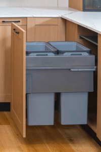 Çift çöp kutusu iç mutfak dolabı çekin çöp kutusu mutfak organizatörleri Modern yumuşak yakın çöp kutusu çekin - Product Image 3