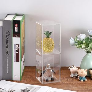 Paquete de 2 Mini vitrina de acrílico transparente para figuras de acción, puerta corredera rectangular, cubo apilable, escaparate independiente, joyería - Product Image 6