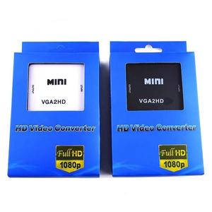 Com alimentação audio mini série VGA da caixa branca ao conversor digital do sinal de HDTV para o computador