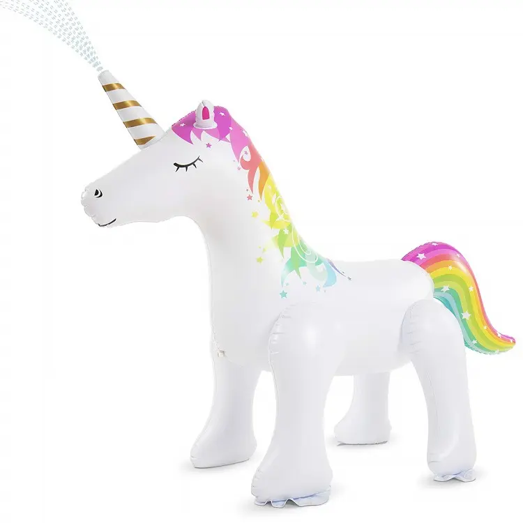 Rociador de agua de unicornio inflable grande de 210cm, juguetes de salpicaduras de fiesta de verano diversión para niños y adultos