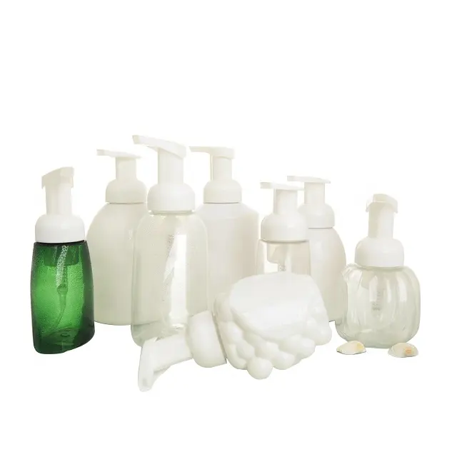 Bottiglie di plastica bottiglie per pompa schiumogena in PET trasparente con pompe per schiuma bianca