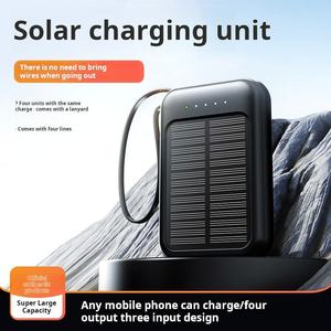带4线电缆线厂家直销太阳能电源10000毫安太阳能电源双发光二极管手电筒电源 - Product Image 5