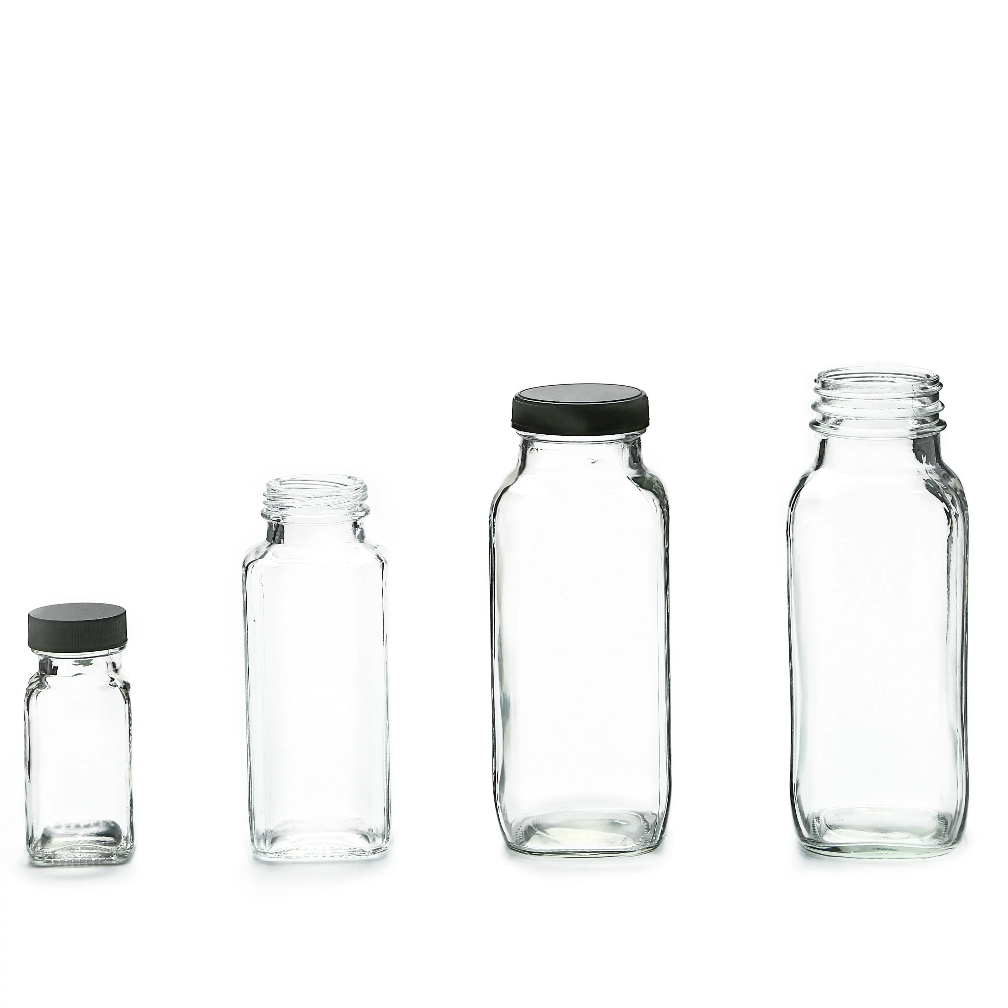 Botella de vidrio cuadrada francesa, botellas de café con prensa en frío, jugo de leche, con tapa de Metal o plástico, Grado Alimenticio, 120 ml, listo para enviar