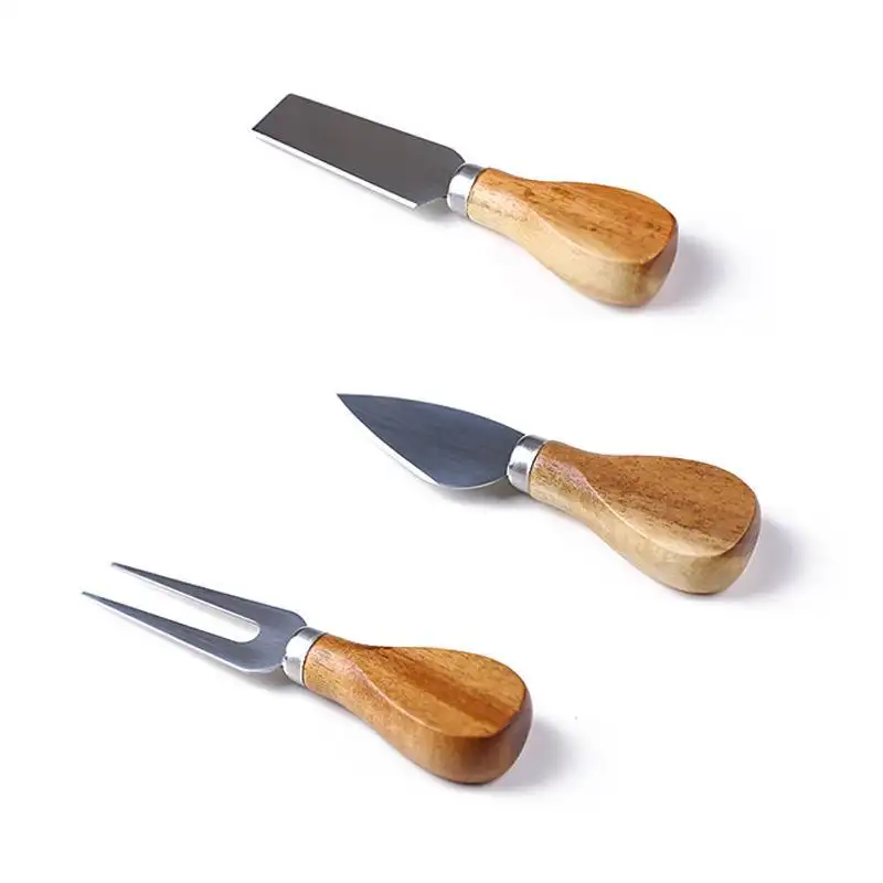 Coltello e forchetta da formaggio con manico in legno in acciaio inossidabile set di coltelli da burro creativi coltello da formaggio piccolo