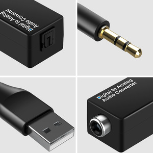 <strong>Digital</strong> to <strong>Analog</strong> Audio <strong>Converter</strong> USB Power Supply Coaxial Fiber to 3.5 Power Amplifier Decoder DAC MINI Video Decoder