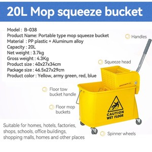 20L bền thương mại janitorial vắt giỏ bên Báo Chí cho sàn làm sạch bệnh viện khách sạn giẻ lau nhà xô xe đẩy với vắt - Product Image 2