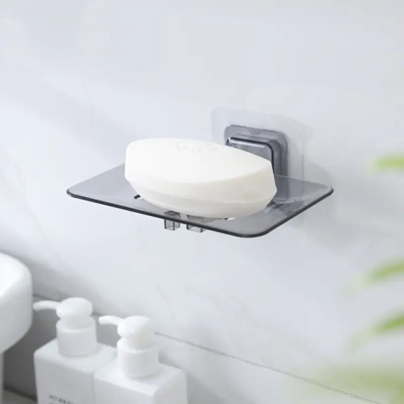 Ready to ShipIn StockFast DispatchSoap Box Paste Wall Mounted Drain Free Punching Crystal Soap Shelving Bathroom Clear Soap holder