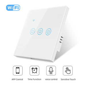 86型欧盟/英国标准家庭图雅谷歌智能wifi触摸开关3组智能开关应用触摸玻璃面板墙壁智能开关 - Product Image 2