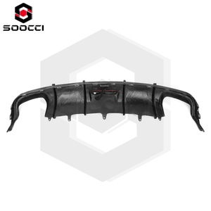 Gerçek karbon Fiber KB stil LED işıklar difüzör <span class=keywords><strong>Audi</strong></span> <span class=keywords><strong>S6</strong></span> için C7.5 A6 spor arka tampon Splitter dudak Spoiler vücut kiti 2016-2018