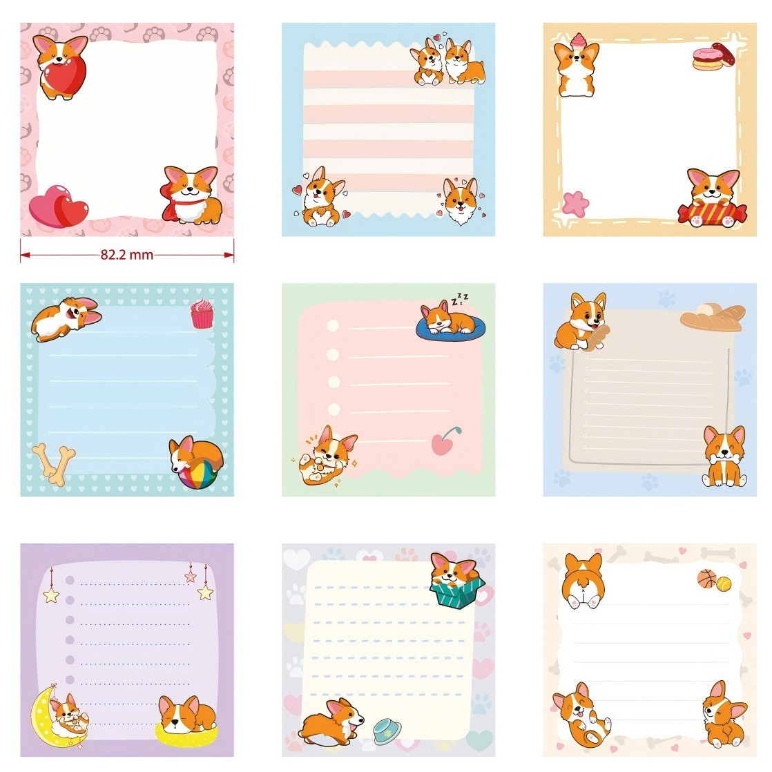 Un set di 9 libri - set di 9 libri a tema corgi