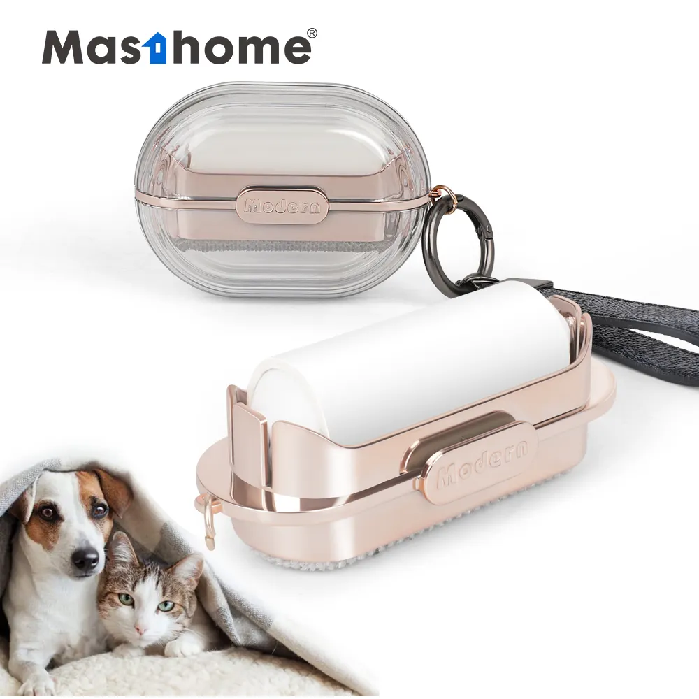 Masthome-Mini cepillo de tela para quitar pelusas de mascotas, portátil, de doble uso, con rodillo retráctil y pegajoso