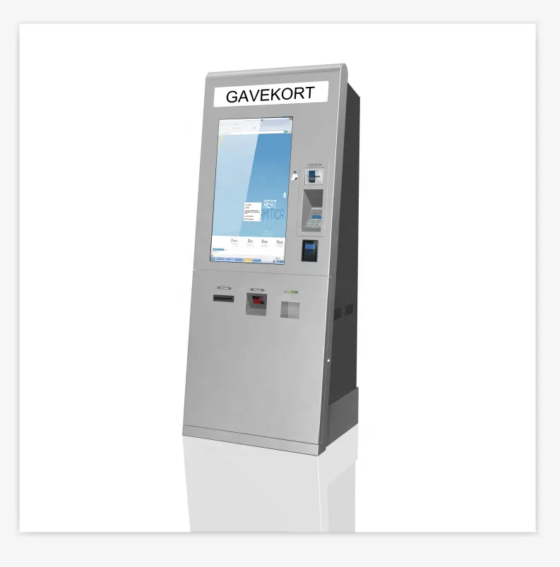 Máy thanh toán thẻ ngân hàng tự phục vụ trong nhà 32 inch kiosk điều khiển công nghiệp máy chủ màn hình cảm ứng điện dung Máy bán hàng tự động