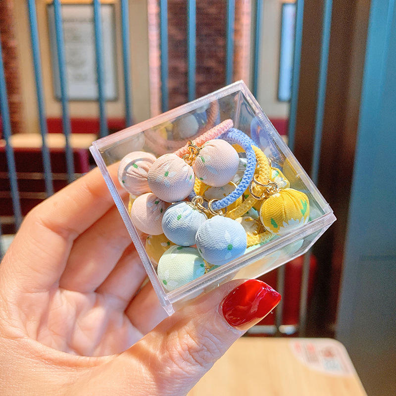 5มัดผมลายดอกไม้เล็กๆสีชมพูสีน้ำเงินสีเหลือง