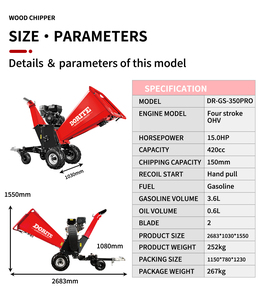 Dorite küçük ağaç kırıcı CE onayı 15HP benzinli motor mobil ahşap ayırıcı ağaç dalı kırıcı Patent ab şube kesici - Product Image 2