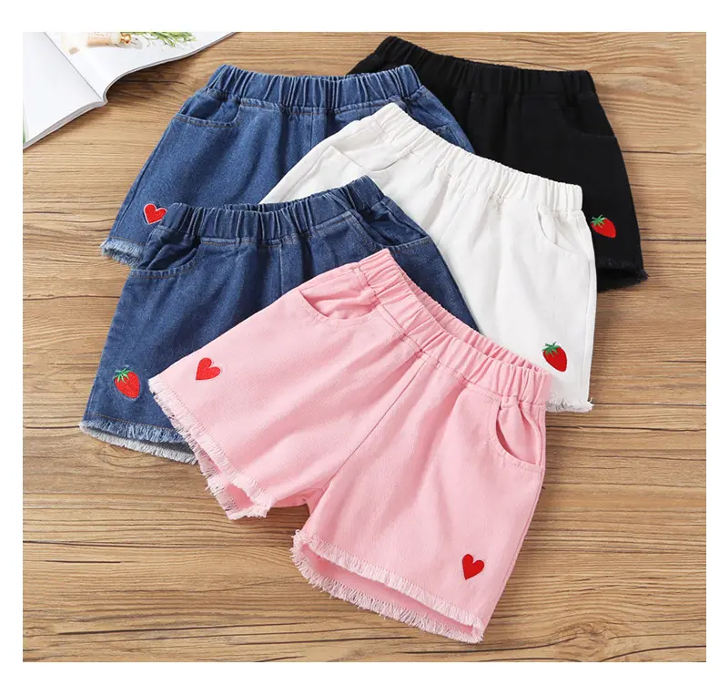 Calça jeans feminina, shorts para meninas de verão 2-12 anos de idade para praia roupa externa solta