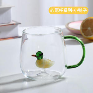 Colored Handle Glass Single-layer Cup <strong>Animal</strong> and Plant 3d Glass Coffee Cup Household Juice Drink Clear Glass Beer <strong>Mug</strong> - Product Image 2