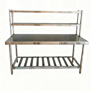 Comercial dài 304 cấp thực phẩm thép không gỉ chuẩn bị bàn làm việc với tủ cho khách sạn nhà bếp - Product Image 2