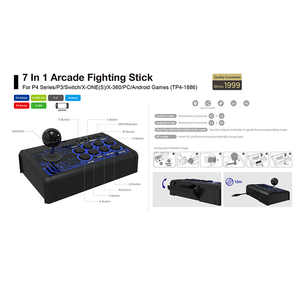 7 IN 1 USB kablolu Arcade mücadele sopa Joystick ile Metal taban için PS4/anahtarı/P3/PC/Android serisi/XBoxOne(S)/360 - Product Image 5