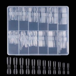 120 adet özel Logo yüksek kalite yanlış Nail İpuçları badem kare çift formu kalıp jel tırnak uzatma İpuçları araçları - Product Image 5