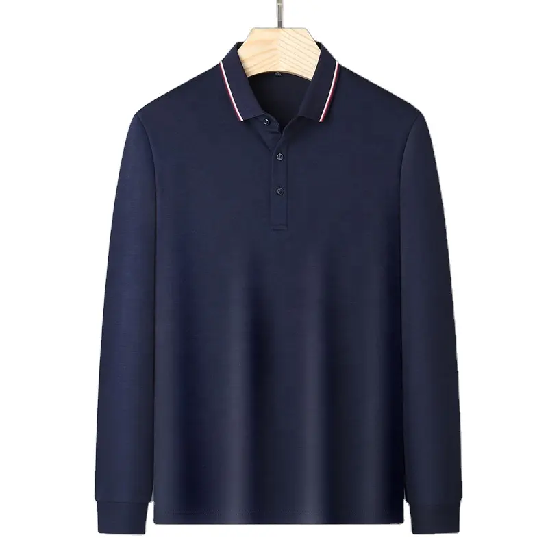 Qingcheng revers POLO hommes cachemire léger affaires à manches longues T-shirt marque haut de gamme Ins bas haut automne et hiver