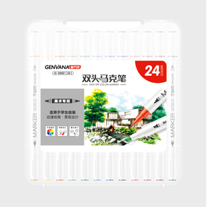 Arte con punta a scalpello e punta rotonda a doppia testa 24 colori G-0992 pennarello da disegno a Base di olio