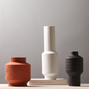 Nordic Creative Ceramic <strong>Vase</strong> Texture Decoration Flower Arrangement Flower <strong>Vase</strong> Black and <strong>White</strong> <strong>Red</strong> Simple Ornaments Ceramic <strong>Vase</strong> - Product Image 2