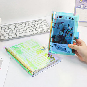 A5 6-ring binder abbagliante colore arcobaleno copertina riutilizzabile notebook con chiusura a bottone per pagine planner ad anello rilegate - Product Image 6