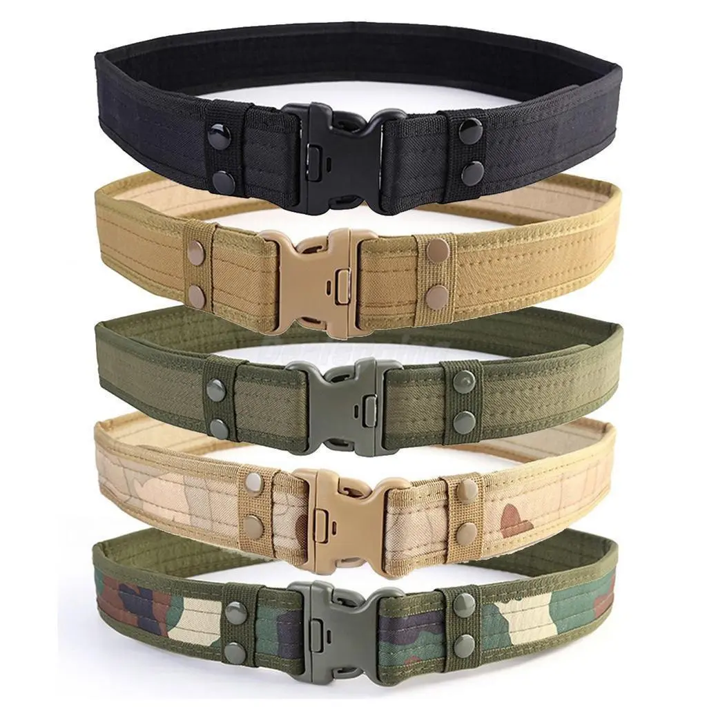 Outdoor Molle Webbing Waist Duty Belt Adjustable Waterproof Tactical Canvas Belt Camouflage Buckle belt for men