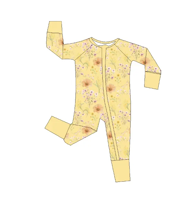 वसंत पीले फूलों के रोमांटिक बच्चे के कपड़े